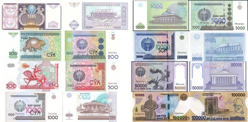 Uzbekistán 1994 - 2019 | Set 100, 200, 500, 1000, 5000, 10.000, 50.000, 100.000 Som Estado: UNC